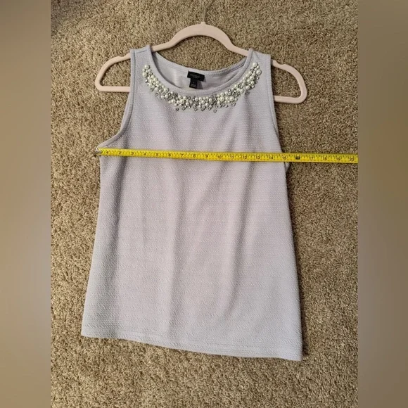 Ann Taylor Factory | Lilac Pearl Beaded Neck Sleeveless Top Blouse | Size S - Picture 3 of 6